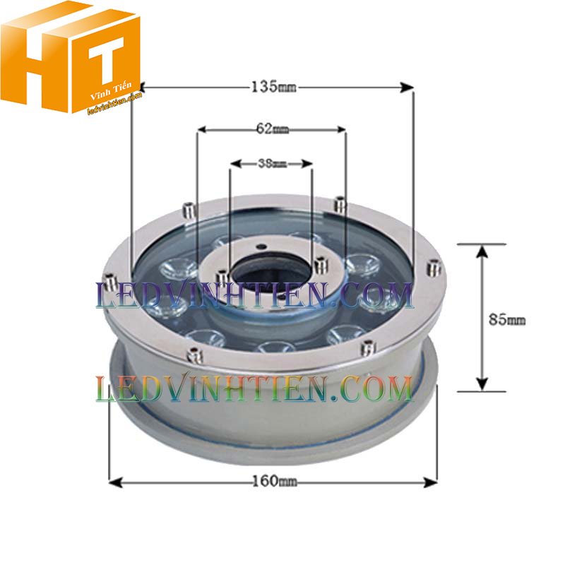 Đèn led âm nước 9w đổi màu siêu sáng