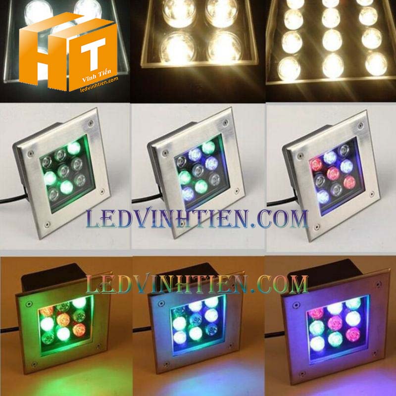 Cửa hàng bán Đèn led âm đất 12w vuông rgb tại tuy hoà