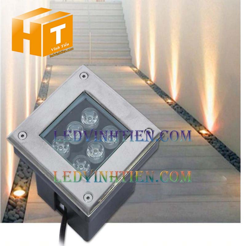 Đèn led âm đất 16w vuông màu vàng bán tại công ty vĩnh tiến