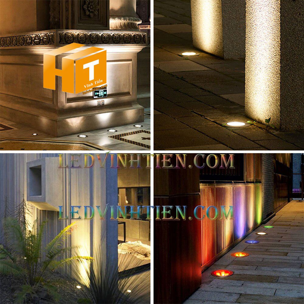 Đèn led âm đất 16w vuông ánh sáng màu vàng 