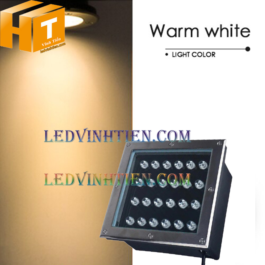 Đèn led âm đất vuông 24w màu vàng