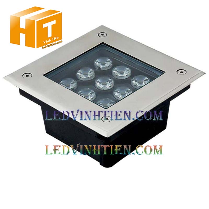 Đèn led âm đất vuông 9w màu vàng chính hãng ledvinhtien.com