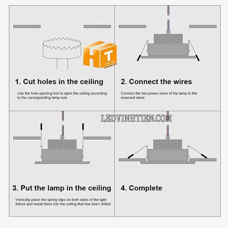 Cách cài đặt, khoét lỗ các loại đèn Led downlight meson Philips 