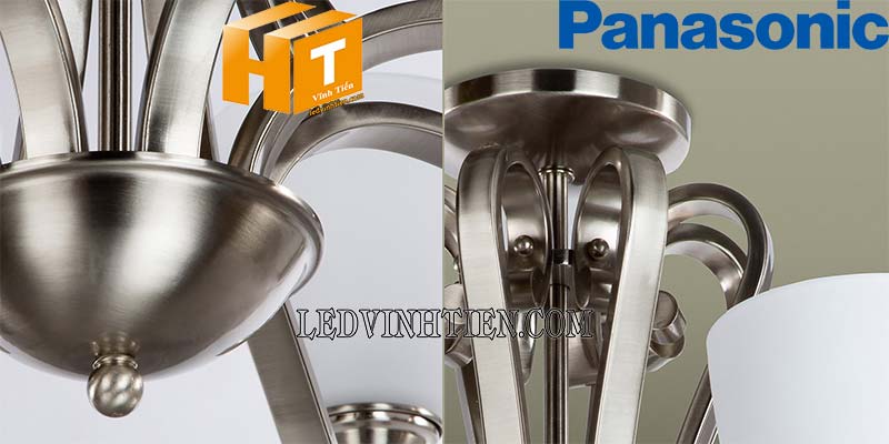 Đèn chùm HH-LM500388 được sử dụng chất liệu kim loại màu bạc cho màu sáng bóng, dễ lau chùi, không bị gỉ