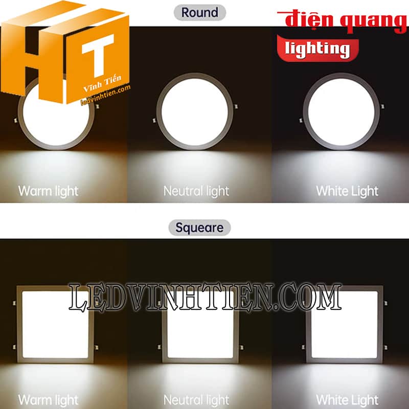 Test màu ánh sáng và nhiệt độ màu (CCT): 3000K/4000K/5000K/6500K của đèn led panel tròn, vuông chính hãng Điện Quang