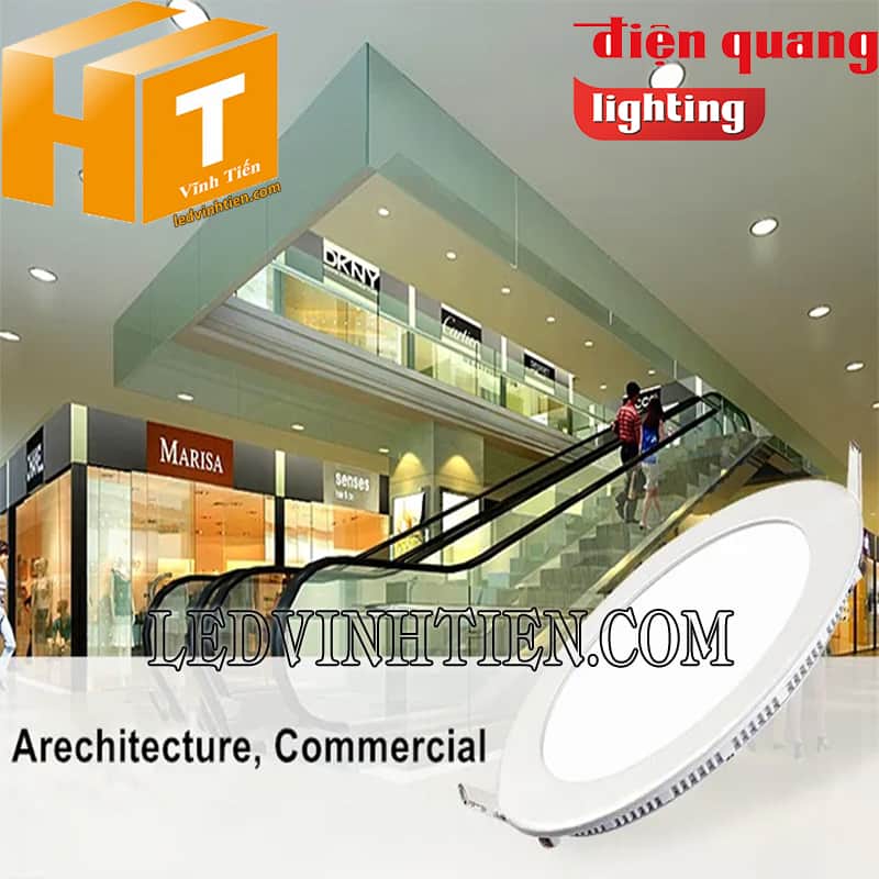 Đèn led panel tròn 18W Mega 18 Điện Quang dùng chiếu sáng các trung tâm thương mại, nhà phố, văn phòng