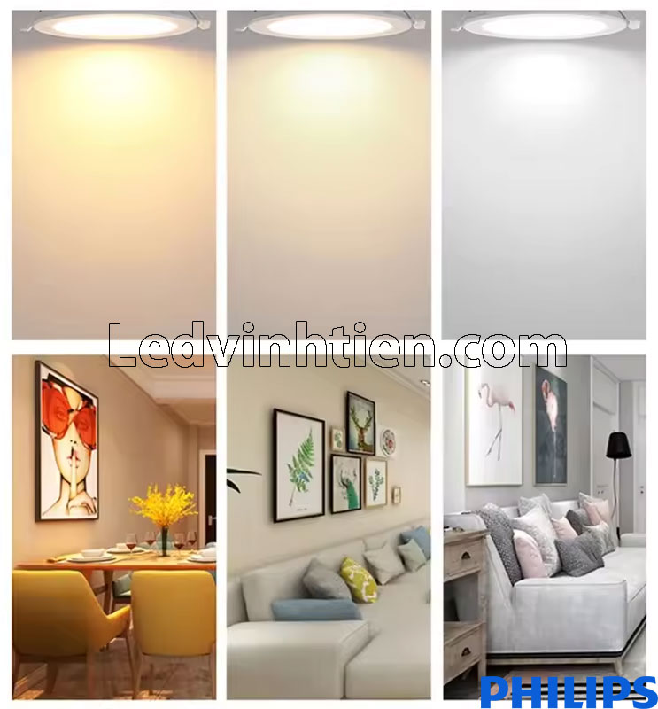 Đèn led âm trần tròn DN150B có 3 ánh sáng riêng lẻ khác nhau