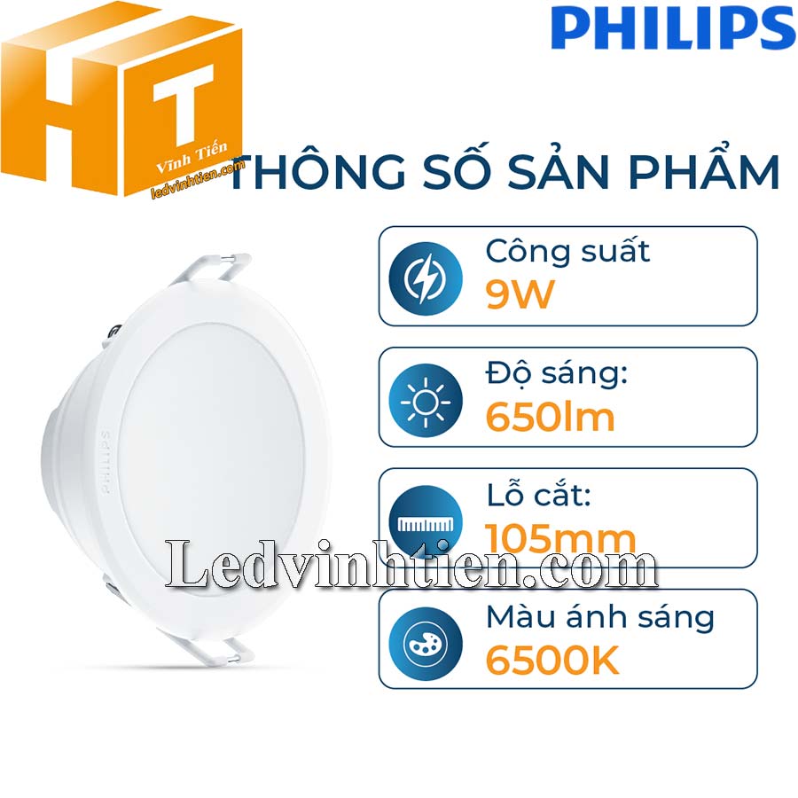 Đèn led âm trần tròn 9W Meson 090 13W recessed IO Philips