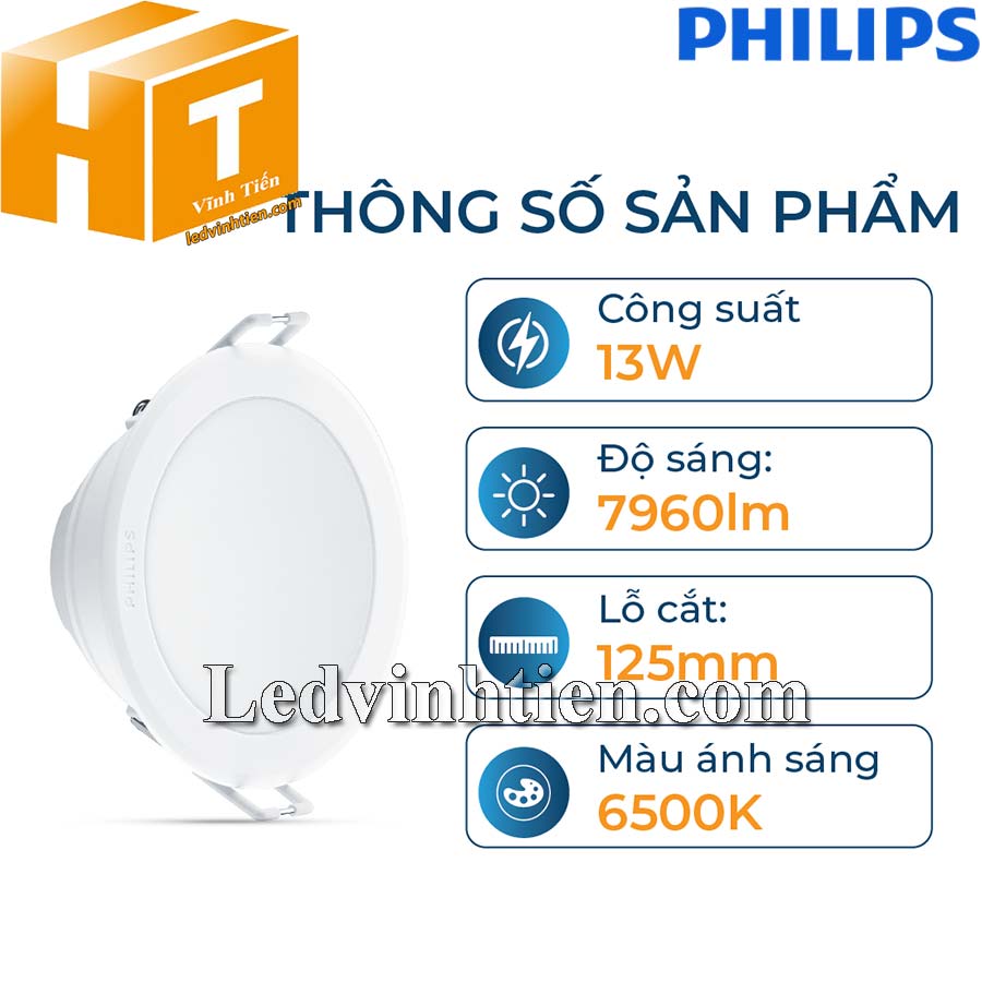 Đèn led âm trần tròn 13W Meson 090 13W recessed IO Philips