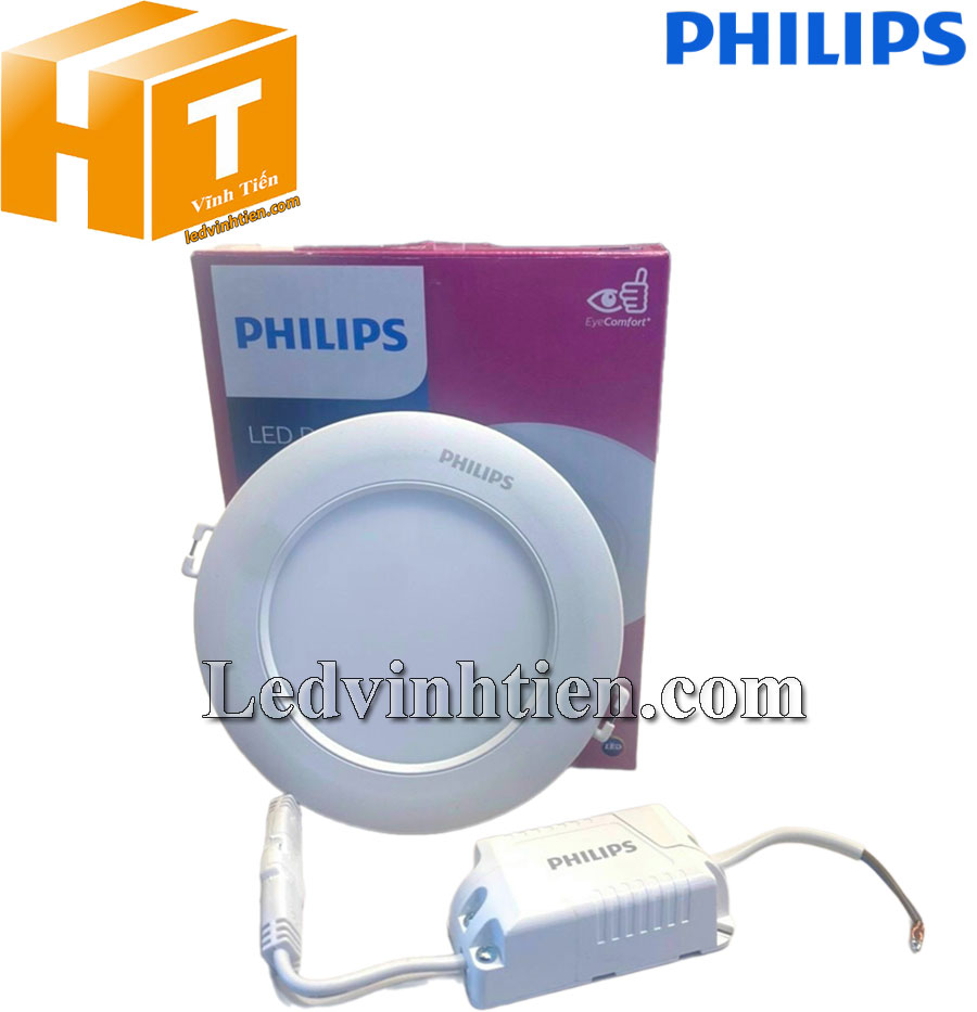 Trọn bộ kèm theo của đèn led âm trần tròn DL262 EC RD 100 6W Philips, ghim điện là sáng