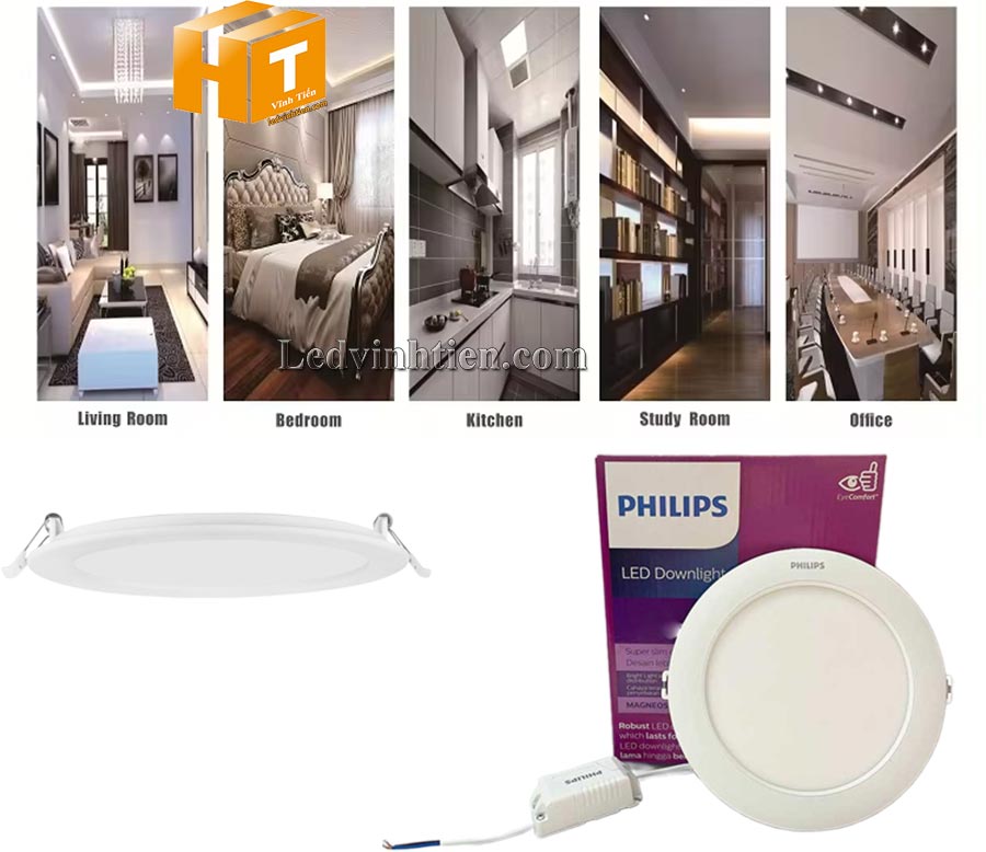 Đèn led âm trần Eridani DL190B LED18 D200 23W WH SNI Philips dùng chiếu sáng nhà phố, văn phòng