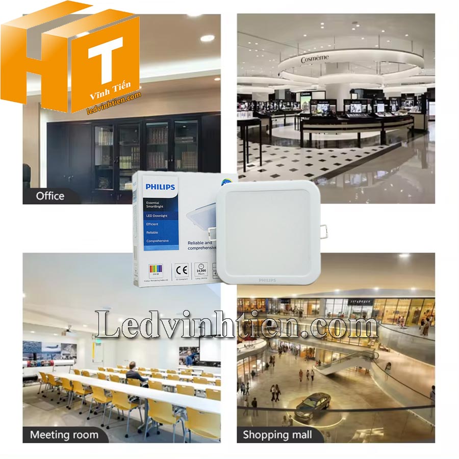 Đèn led âm trần vuông 9W DN027B G3 Led9 L125 SQ Philips dùng chiếu sáng văn phòng, siêu thị, biệt thự, trường học