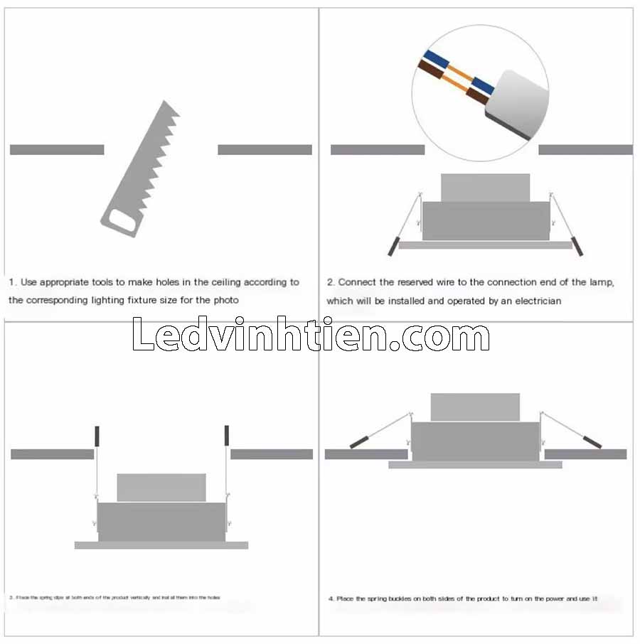 Cách lắp đặt đèn led downlight chiếu điểm Pomeron 7W đổi góc linh hoạt 2 trục Philips