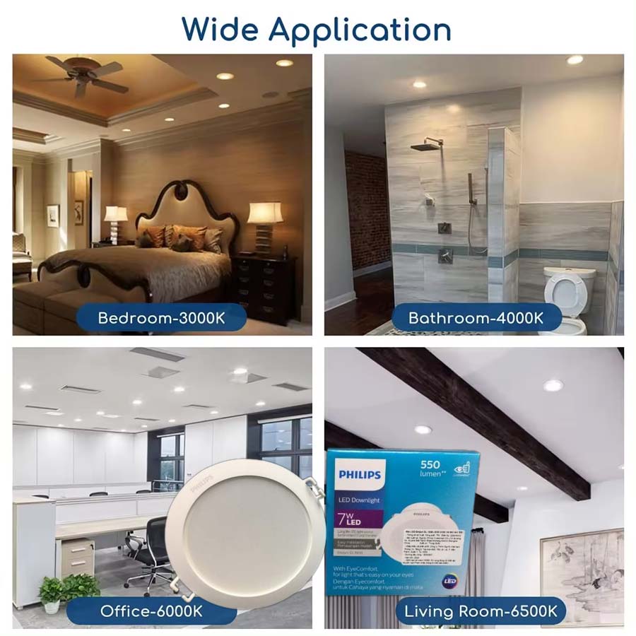 Đèn led âm trần Eridani DL190B LED6 D100 7W 840 WH SNI Philips dùng chiếu sáng nhà phố, khách sạn, siêu thị