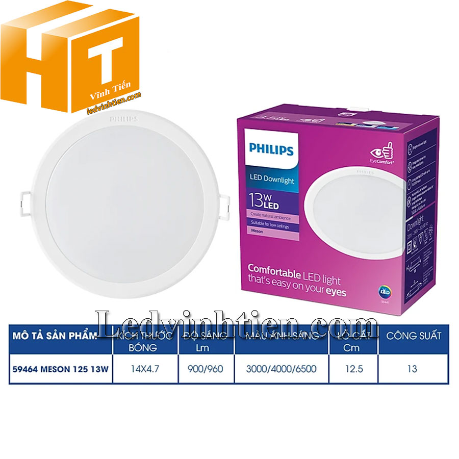 Đèn led âm trần tròn 13W 59464 Meson 125 Philips