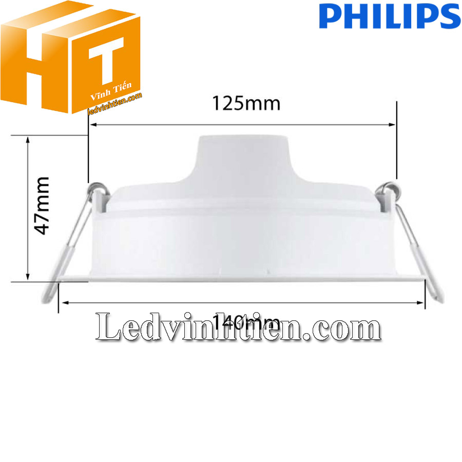 Kích thước đục lỗ đèn led downlight âm trần tròn 7W Meson 105 Philips