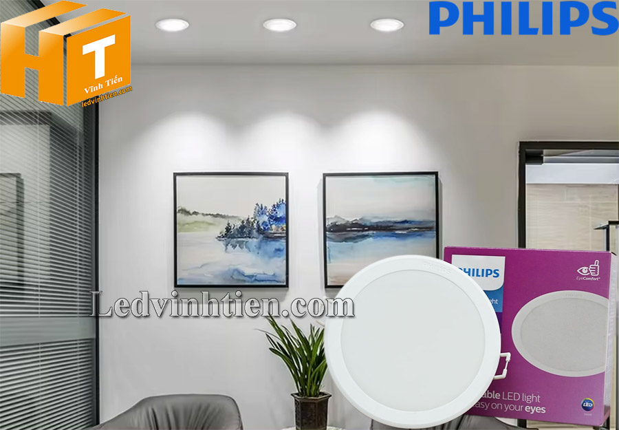 Đèn led âm trần tròn 7W 59448 Meson 105 Philips dùng chiếu sáng nhà ở, văn phòng