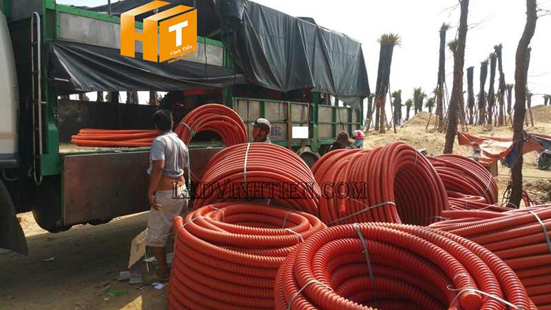 Ống nhựa xoắn HDPE màu cam giao tại phú yên
