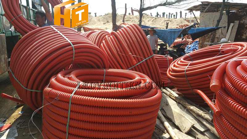 Ống nhựa xoắn HDPE màu cam giá rẻ tại Vĩnh Tiến