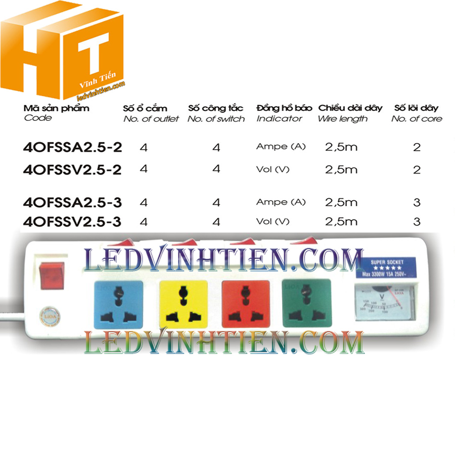 Ổ cắm kéo dài lioa 4OFSS tại tuy hòa phú yên