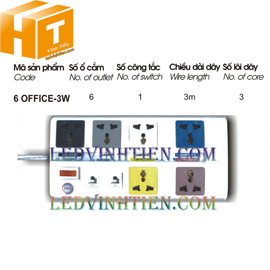 Ổ cắm đa năng lioa 6 OFFICE-3W tại chợ kim biên