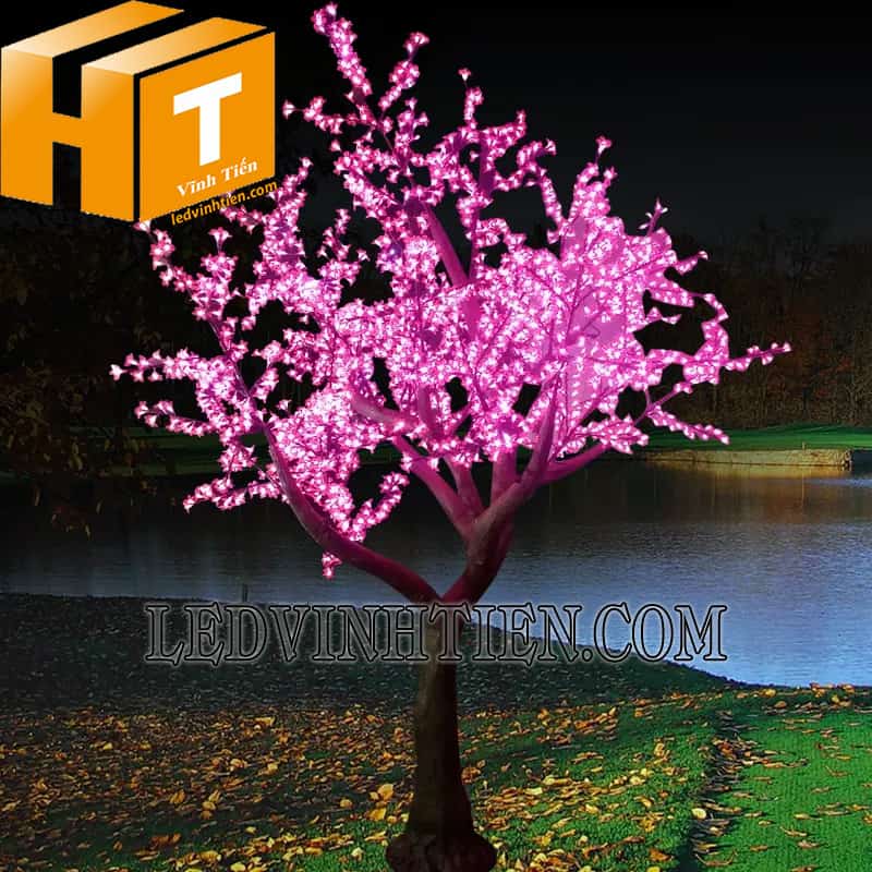 Cây hoa đèn led 1.5m màu hồng giá rẻ