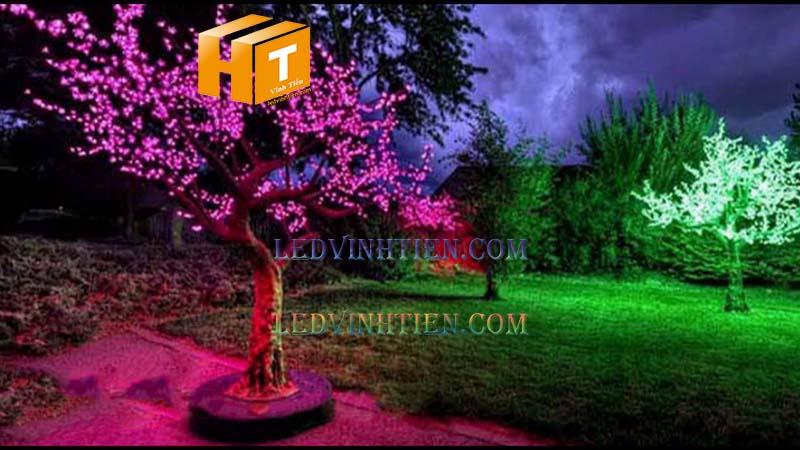 Cây hoa đào đèn led màu hồng chính hãng ledvinhtien.com