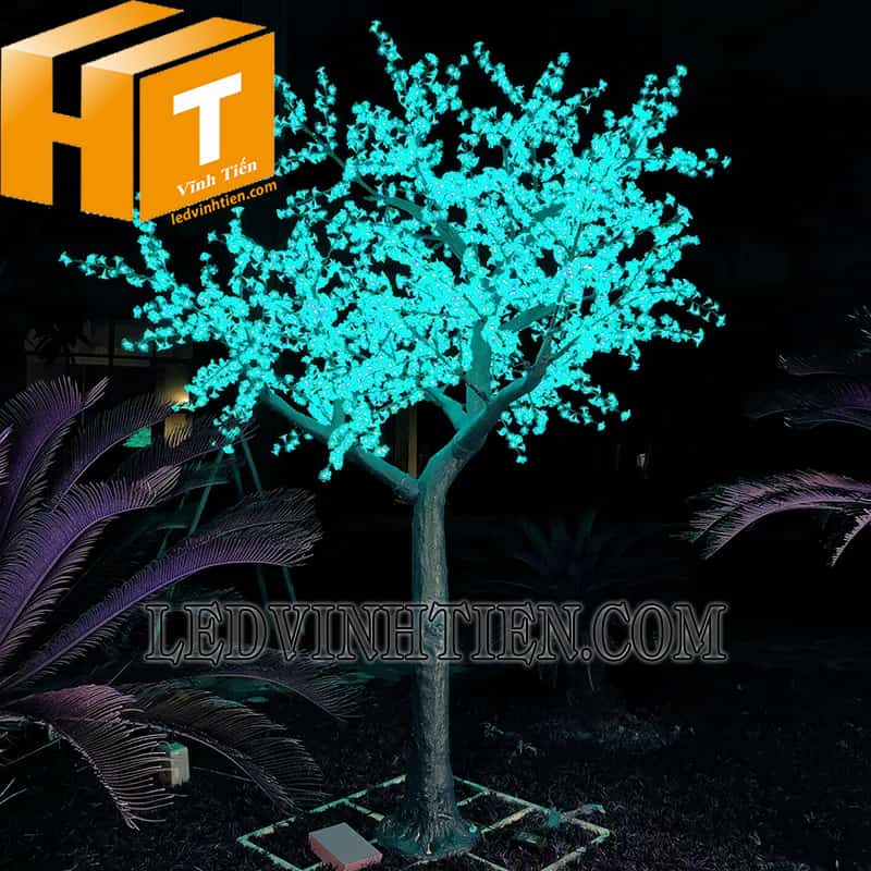 Cây hoa mai đèn led 2m màu xanh lá