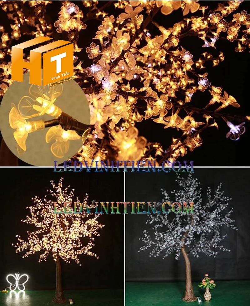 Cây hoa đào đèn led giả rẻ