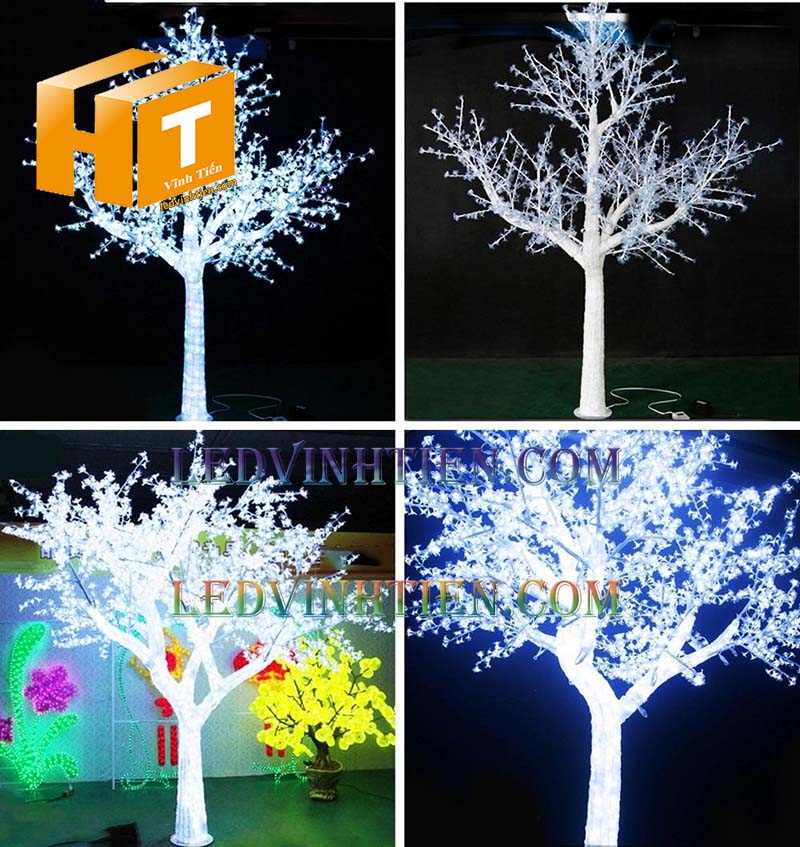 Cây hoa đào đèn led 3m màu trắng