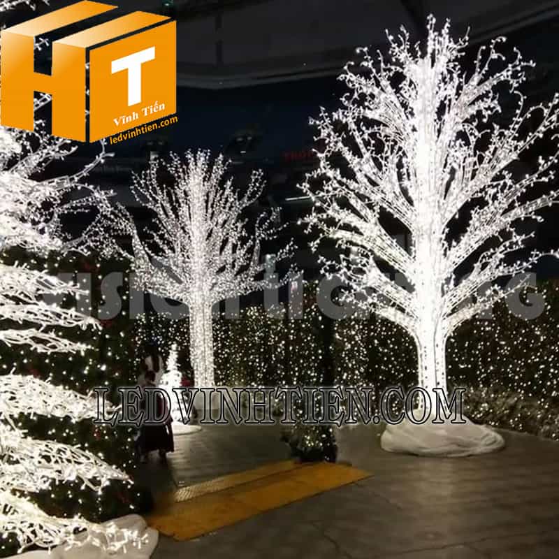 Cây hoa đào đèn led màu trắng