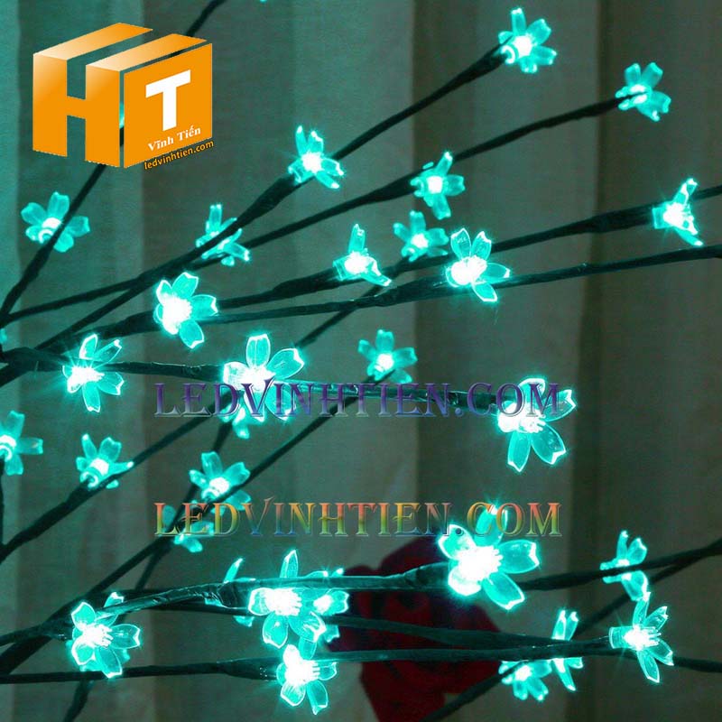 Cây hoa đào đèn led 3m màu xanh lá loại tốt