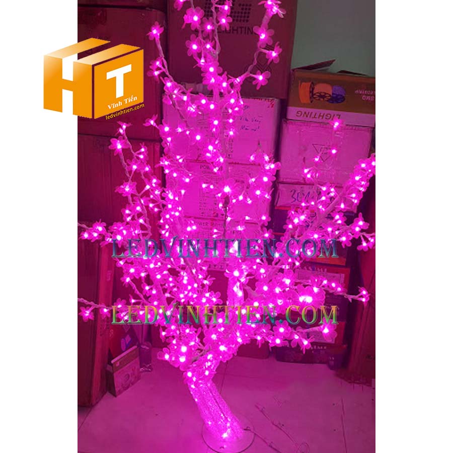Hoa mai đèn led màu hồng 
