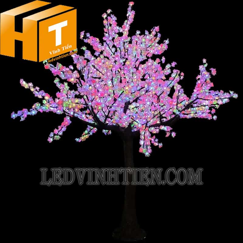 Hoa đào đèn led màu hồng