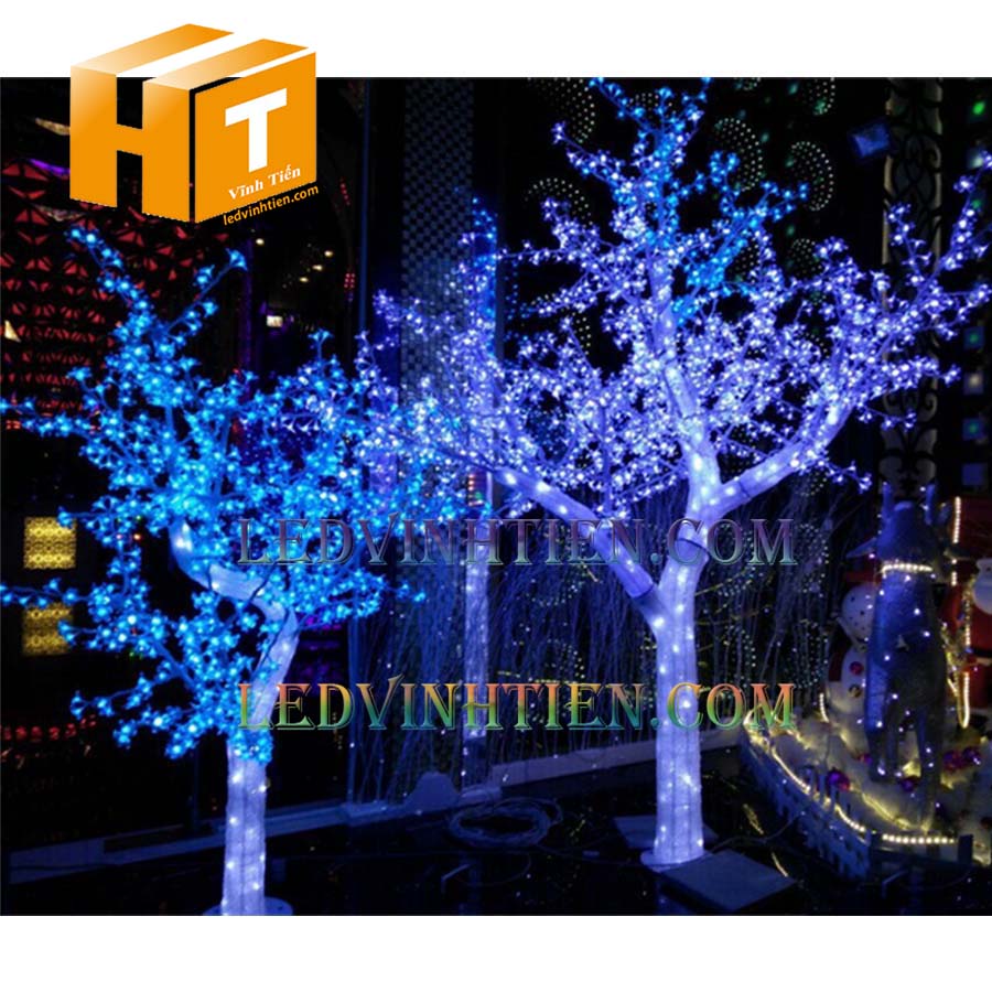 Cây hoa đèn led 4m màu xanh dương