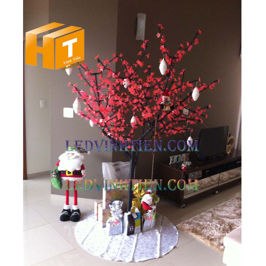 Hoa đào đèn led 5m màu hồng loại tốt