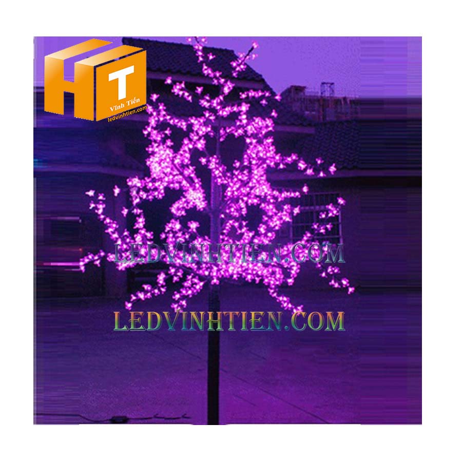Hoa đào đèn led 5m màu tím siêu sáng