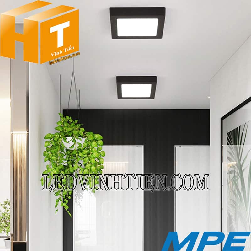 Đèn led panel ốp trần nổi vuông viền đen 12w 3 màu ssplb-12w