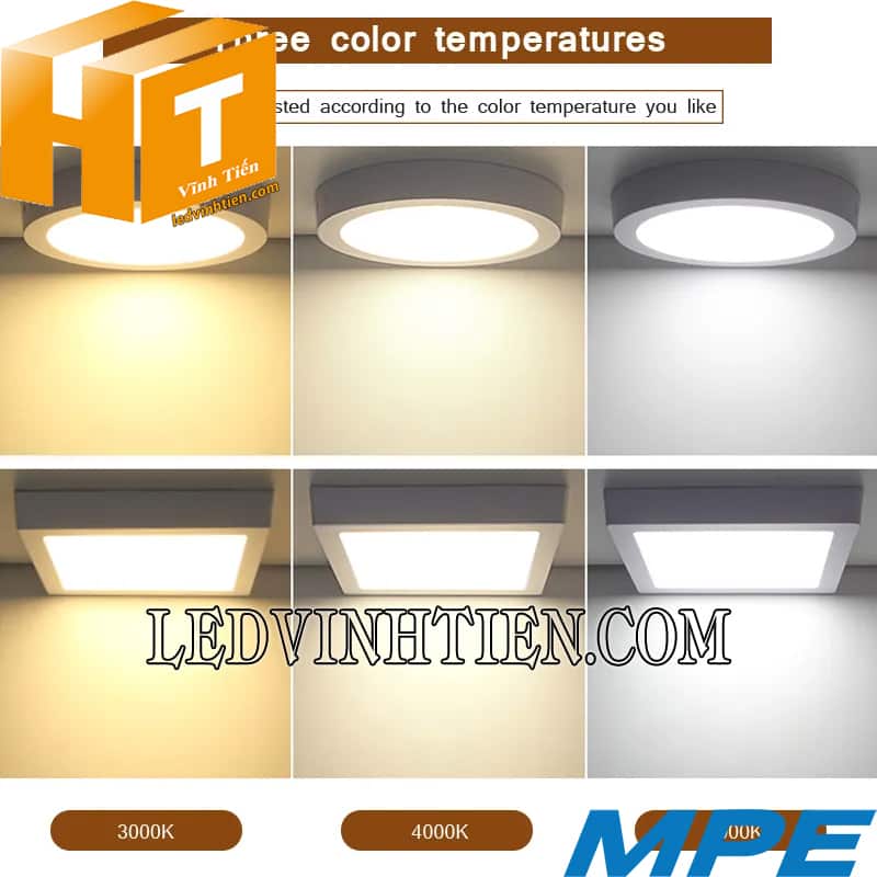 Đèn led panel ốp trần nổi vuông viền đen 18w 3 màu ssplb-18w