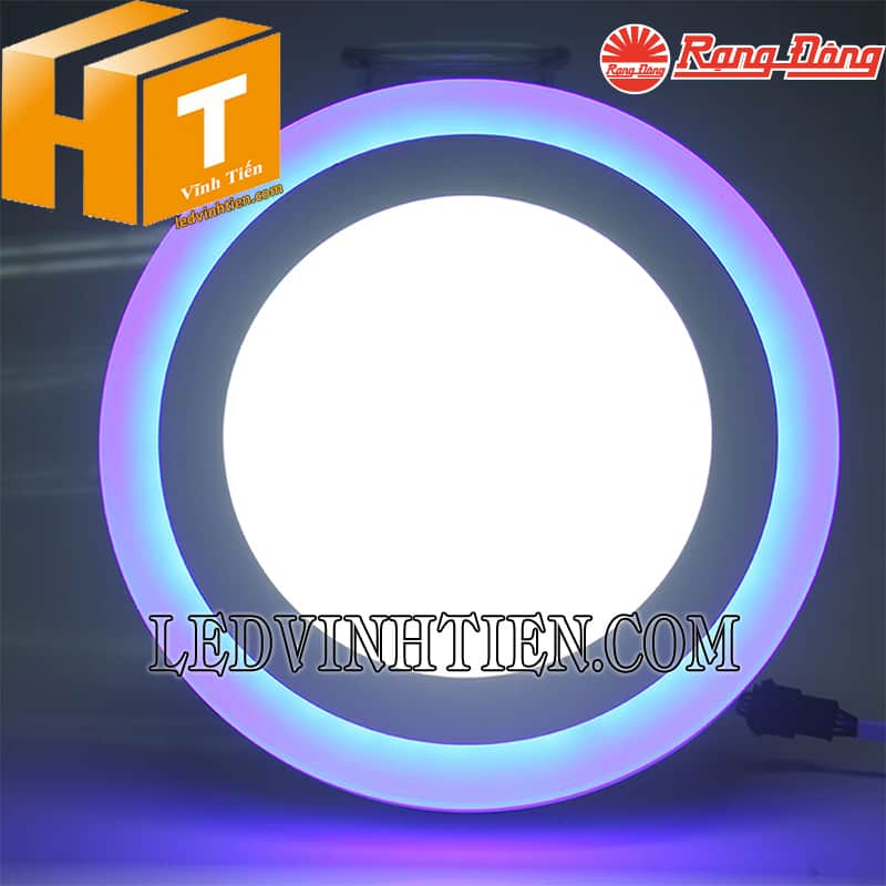 Đèn led âm trần 3 màu viền xanh dương