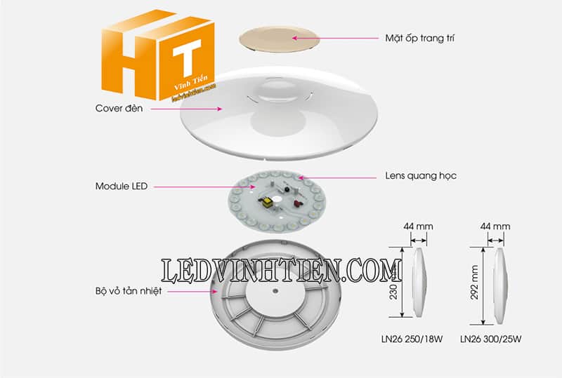 Đèn led ốp trần đổi màu 36W LN26 ĐM 360/36W giá rẻ