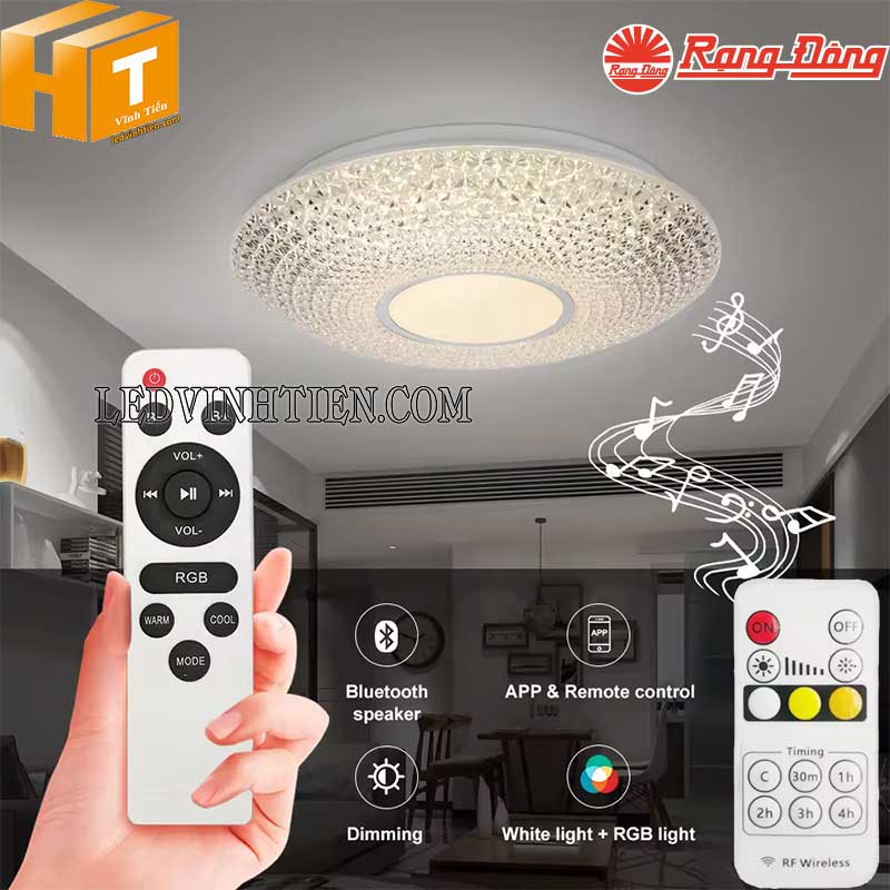 Đèn led ốp trần 500/40w điều khiển remote ln22.rf Rạng Đông có thể điều chỉnh ánh sáng, hẹn giờ