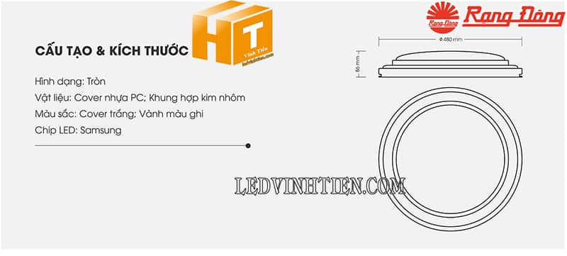 Kích thước và quy cách lắp đặt của đèn led đổi màu 40W