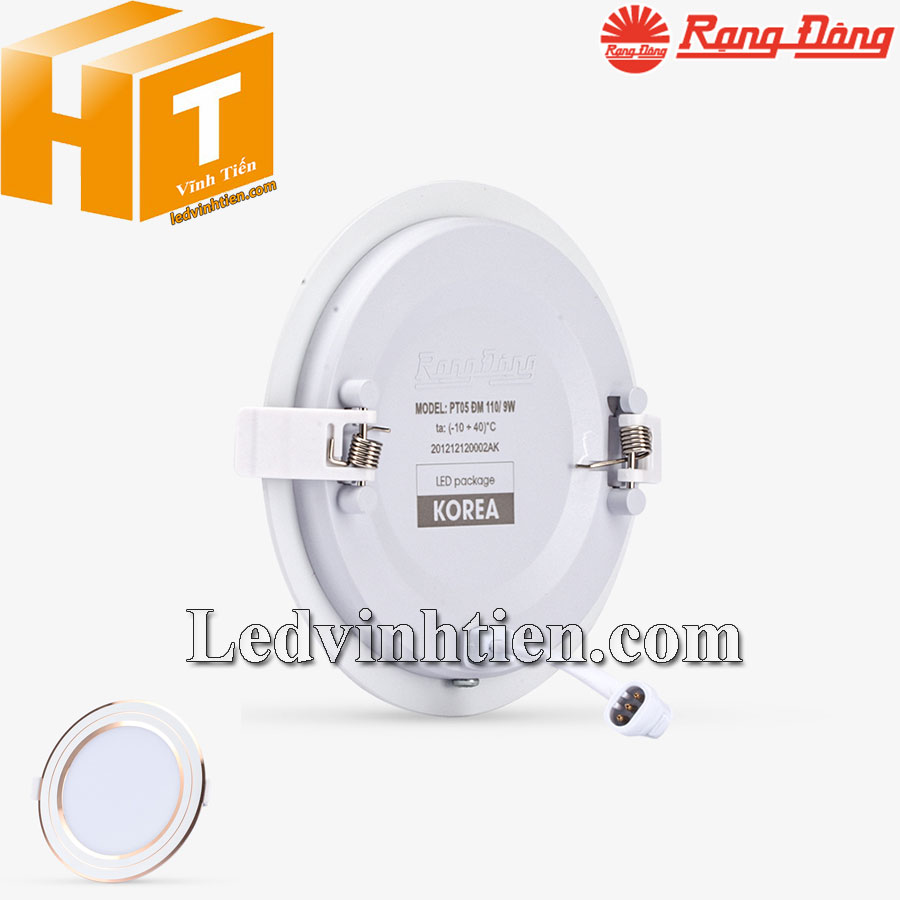 Đèn led panel tròn đổi màu 110/9W viền vàng, viền bạc