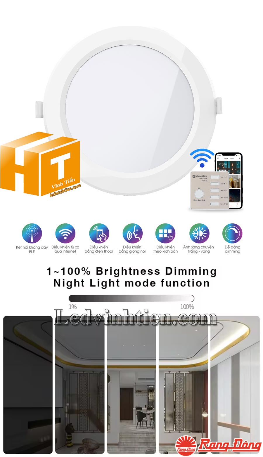Đèn Led Panel Tròn Đổi Màu 135/12W PT04.BLE Thay đổi ánh sáng phù hợp với tâm trạng, cảm xúc