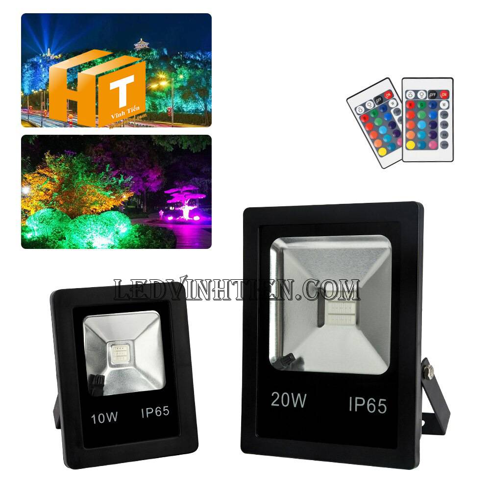 Đèn pha led vỏ đen RGB 10w