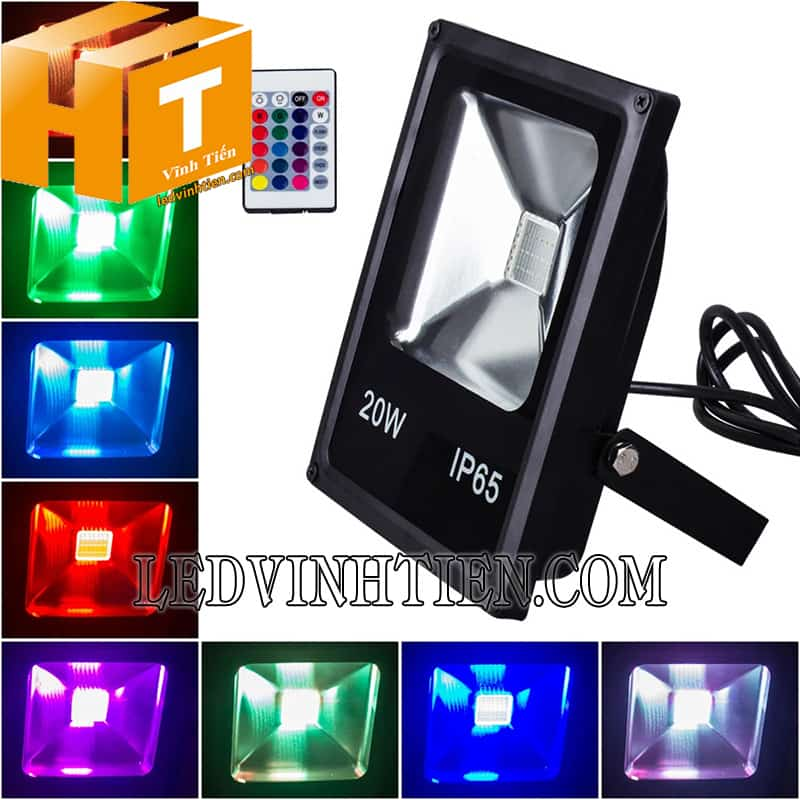 Đèn pha led đổi màu 20w chính hãng Vĩnh Tiến