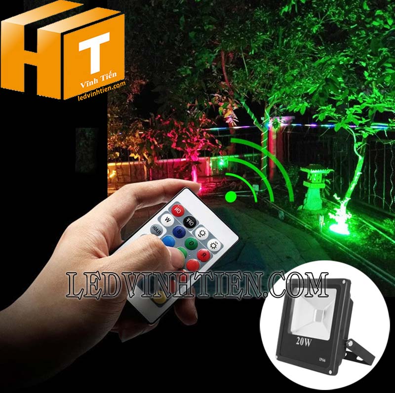 Đèn pha led rgb ngoài trời công suất 20w