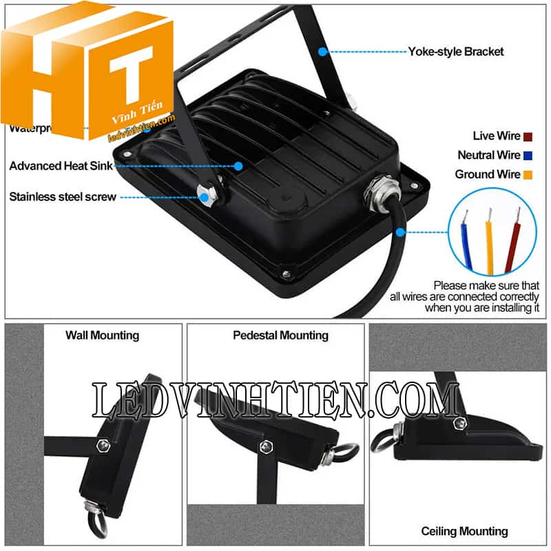Đèn pha led 30W RGB giá rẻ