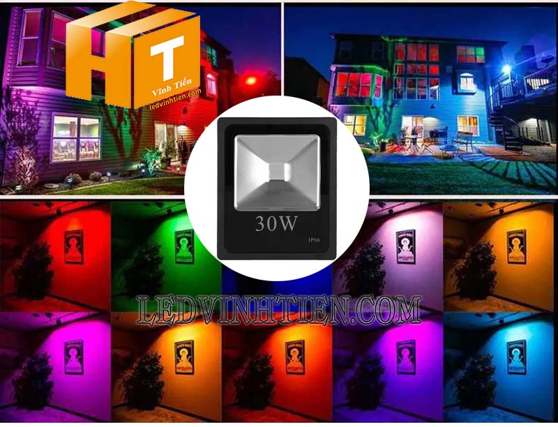 Vĩnh Tiến - Nhà phân phối đèn pha led vỏ đen, RGB (đổi màu) 30w  giá rẻ
